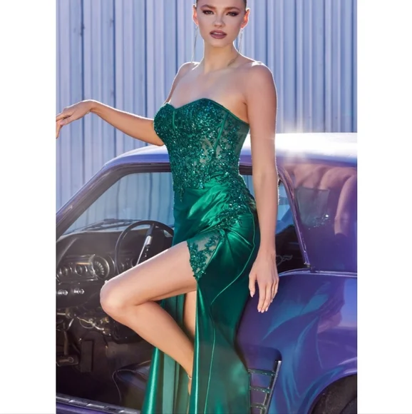 Champagne Gold Fitted Sheath Floor Length Evening Dress